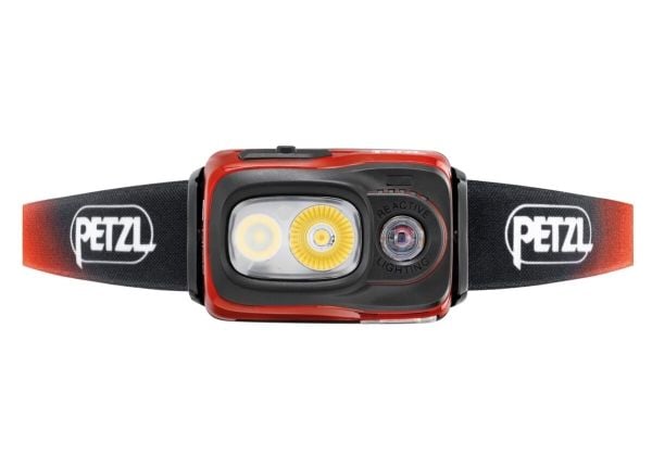 Petzl SWIFT RL, Hodebåndslommelykt, Sort, Oransje, Hvit, Knapper, IPX4, Batterinivå, CE, UKCA