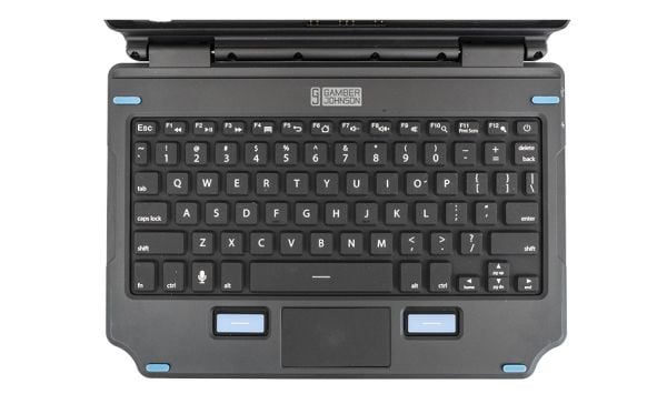 Gamber-Johnson 2-in-1 - Tastatur og folioveske (boks) - kan festes - compact - med styreplate, museknapper - bakgrunnsbelyst - POGO pin - AZERTY - ...