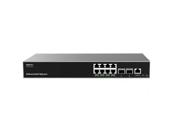 Grandstream GWN7811 - Switch - enterprise, managed - L3 - Styrt - 8 x 10/100/1000 + 2 x 10 Gigabit SFP+ - stasjonær, veggmonterbar, rackmonterbar
