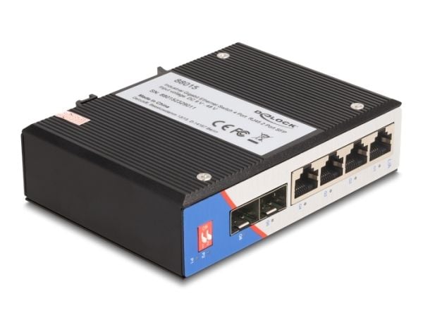 Delock - Switch - 4 x 10/100/1000 + 2 x SFP - DIN-skinnemonterbar