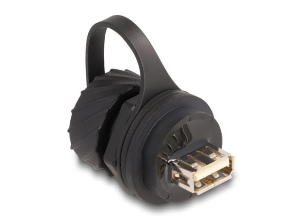 Delock-kaapeliliitin USB 2.0 type-B naaras USB 2.0 type-A naaras USB 2.0 type-A asennukseen bajonettikorkilla IP68