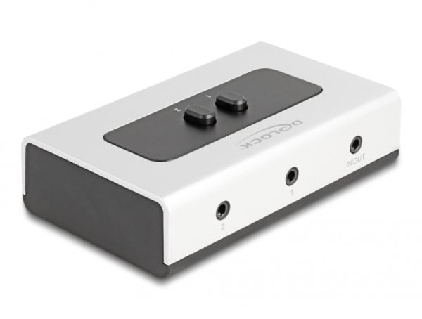 Delock 180° Rotatable Adapter - Audioadapter - minijakkstereo 3,5 mm 4-pols hunn til minijakkstereo 3,5 mm 4-pols hunn - grå/svart