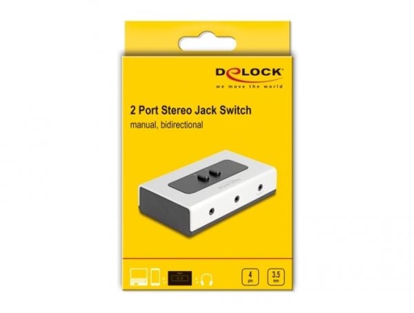 Delock 180° Rotatable Adapter - Audioadapter - minijakkstereo 3,5 mm 4-pols hunn til minijakkstereo 3,5 mm 4-pols hunn - grå/svart