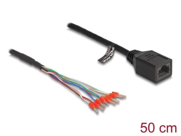 Delock - Nettverkskabel - ferrule (hann) til RJ-45 (hunn) - 50 cm - 5.5 mm - CAT 5e - svart
