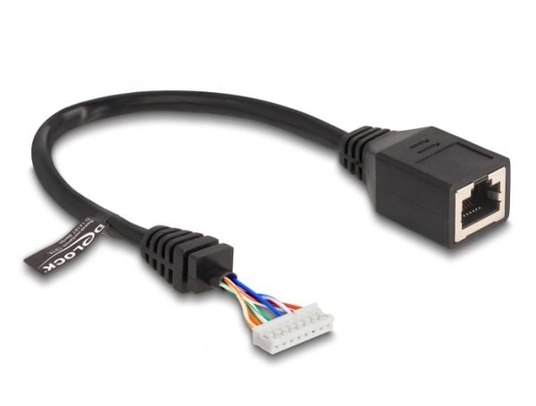 Delock - Nettverkadapterkabel - 8 pin header (hunn) til RJ-45 (hunn) - 23 cm - 5.5 mm - CAT 5e - svart