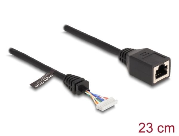 Delock - Nettverkadapterkabel - 8 pin header (hunn) til RJ-45 (hunn) - 23 cm - 5.5 mm - CAT 5e - svart