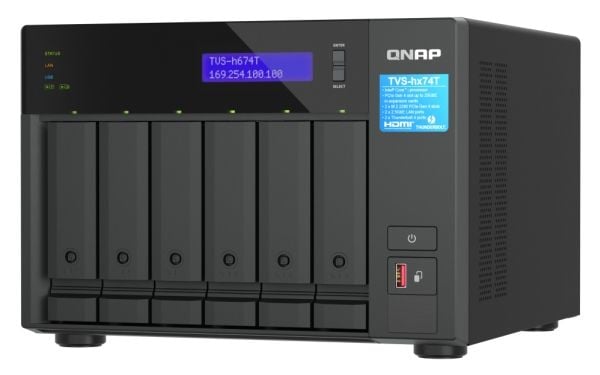QNAP TVS-H674T - NAS-server - 6 fack - SATA 6Gb/s - RAID 0, 1, 5, 6, 10, JBOD, 50 - RAM 32 GB - 2.5 Gigabit Ethernet - iSCSI support