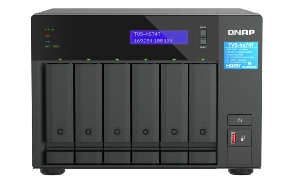 QNAP TVS-H674T - NAS-server - 6 fack - SATA 6Gb/s - RAID 0, 1, 5, 6, 10, JBOD, 50 - RAM 32 GB - 2.5 Gigabit Ethernet - iSCSI support