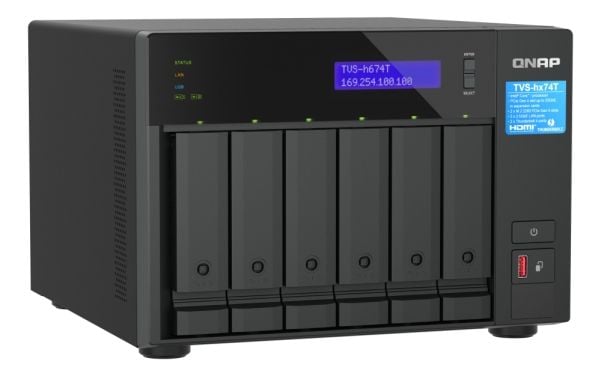 QNAP TVS-H674T - NAS-server - 6 fack - SATA 6Gb/s - RAID 0, 1, 5, 6, 10, JBOD, 50 - RAM 32 GB - 2.5 Gigabit Ethernet - iSCSI support