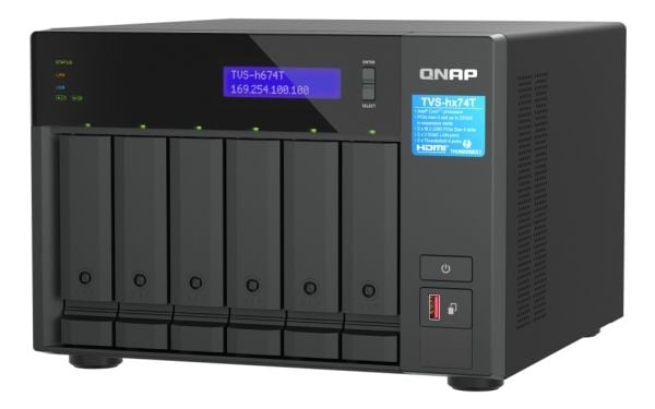 QNAP TVS-H674T - NAS-server - 6 fack - SATA 6Gb/s - RAID 0, 1, 5, 6, 10, JBOD, 50 - RAM 32 GB - 2.5 Gigabit Ethernet - iSCSI support