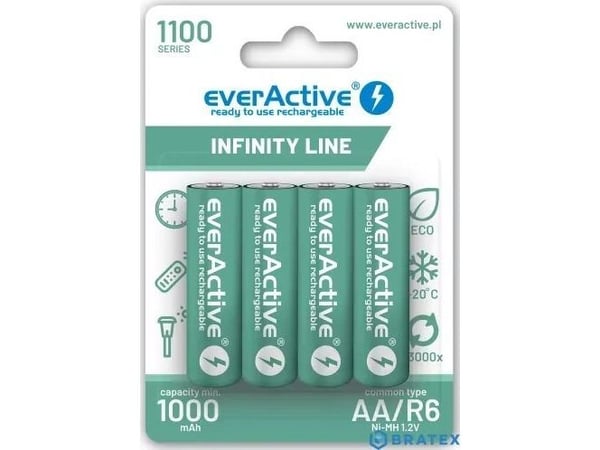 Oppladbare batterier everActive Ni-MH R6 AA 1100 mAh Infinity Line - 4 stk (EVHRL6-1100)