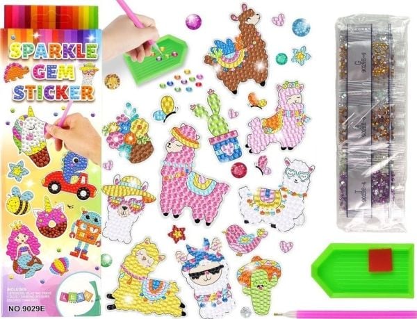 LeanToys sett med klistremerker diamanthäft Lamy dyremosaikk