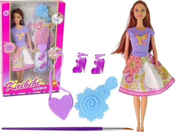 LeanToys Docka med långt hår, målade klänningar