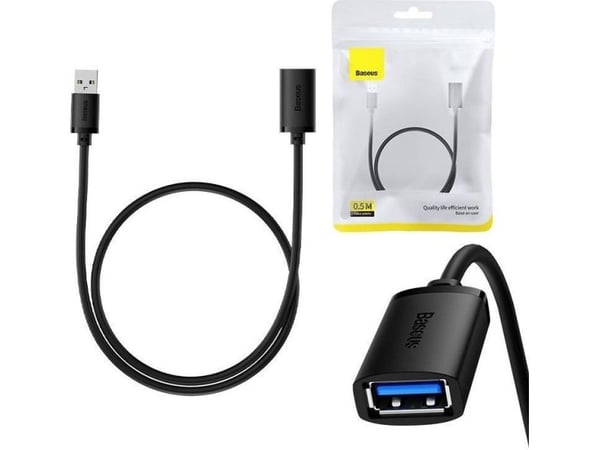 USB 3.0 skjøteledning Baseus AirJoy 0,5 m svart B00631103111-01 USB 3.0 skjøteledning Baseus AirJoy 0,5 m svart B00631103111-01