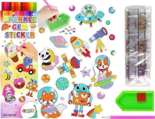 LeanToys sett med diamantklistremerker Haft Kosmos astronaut mosaikk