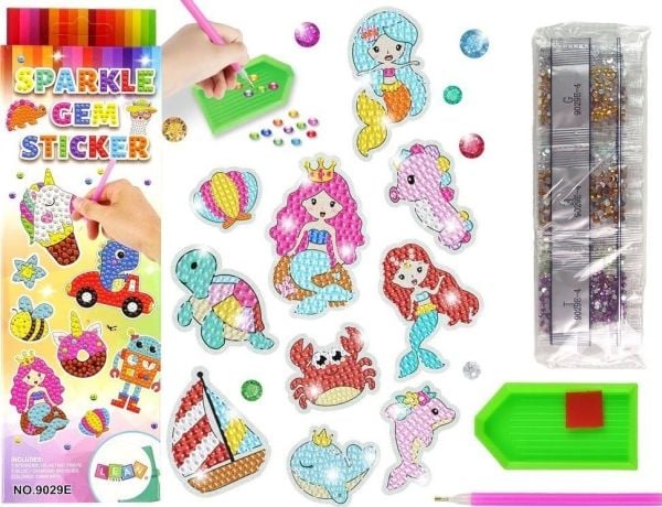 LeanToys sett med klistremerker Diamond Diamond fra havets dyr mosaikk