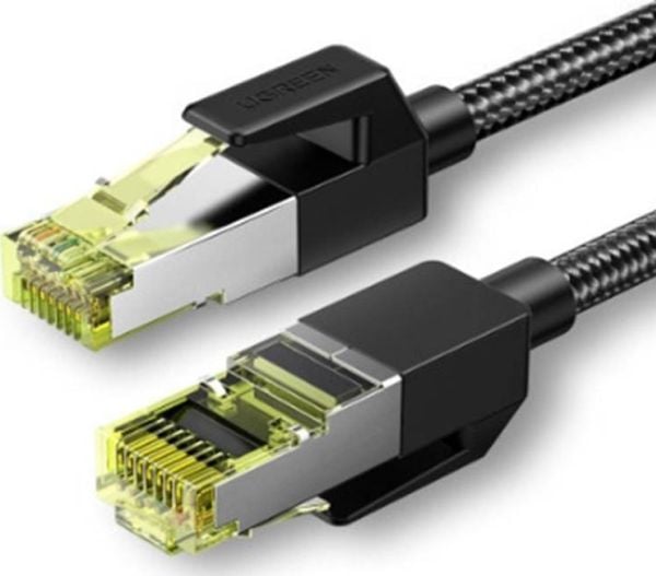 Ugreen NW150 nätverkskabel i flätat hölje, Ethernet RJ45, Cat.7, F/FTP 5 m (svart)