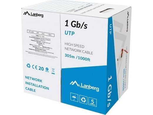 LAN UTP 1GB/S 305M WIRE CCA RÖD LANBERG