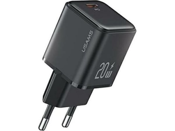 USAMS nettlader 1xUSB-C PD 3.0 20W Fast, svart