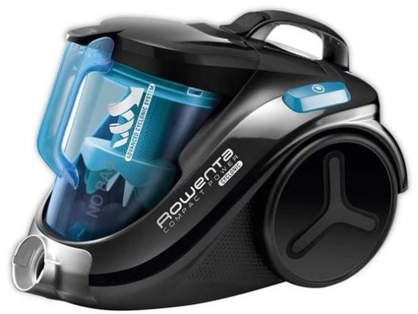 Rowenta Compact Power Cyclonic, 750 W, A, 28 kWh, tyhjiösäiliö, 1,5 l, musta, sininen