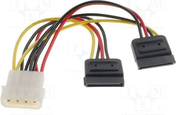 Wentronic Goobay Power-Adapter, 0.13 m - 4-pol. 5.25-Powerstecker > 2x 15-pol. S-ATA (68524)