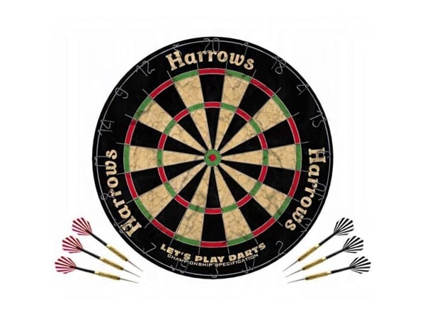 Harrows Darts Lets Play Darts, Dartboard, Sort, Grønn, Rød, Gult, Bust, Voksen, 6 stykker