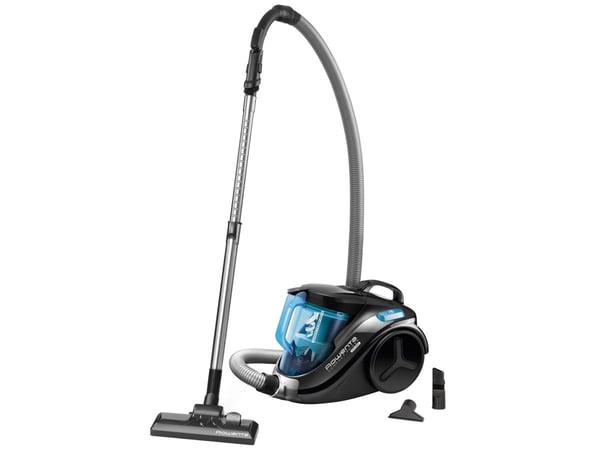 Rowenta Compact Power Cyclonic, 750 W, A, 28 kWh, tyhjiösäiliö, 1,5 l, musta, sininen