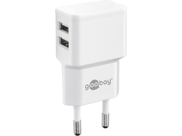goobay USB-C charger set - Strömadapter - 12 watt - 2.4 A - 2 utdatakontakter (USB) - på kabel: USB-C - vit