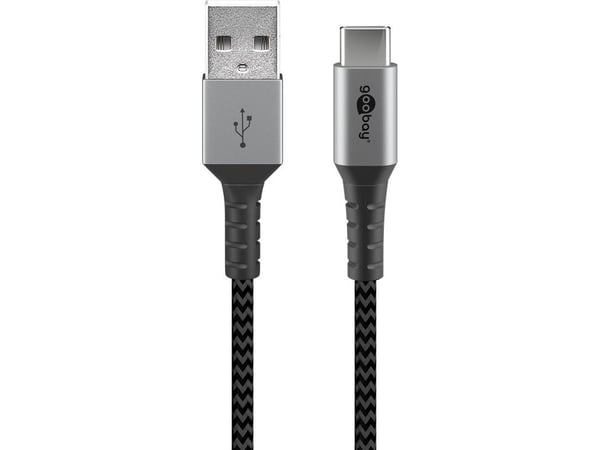 USB-C ™ til USB-A Tekstil kabel med metalpropper (Space grå / sølv) 0,5 m
