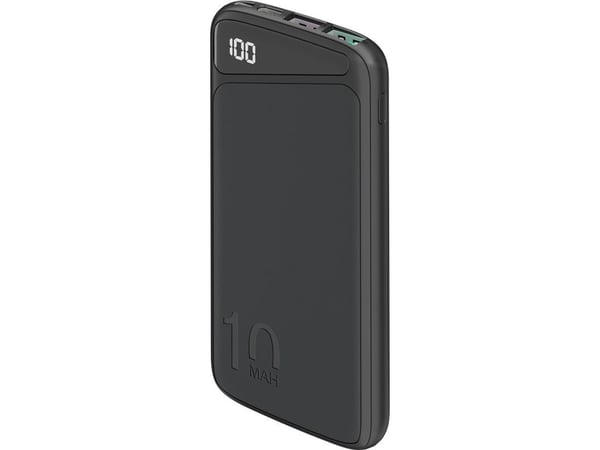 goobay - Strømbank - 10000 mAh - 37 Wh - PD, QC 3.0, Super Charge - 3 utgangskontakter (2 x USB, USB-C) - på kabel: USB-C - svart
