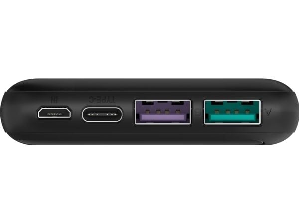 goobay - Strømbank - 10000 mAh - 37 Wh - PD, QC 3.0, Super Charge - 3 utgangskontakter (2 x USB, USB-C) - på kabel: USB-C - svart
