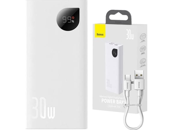 Tehopankki Baseus Pikalataava tehopankki Baseus Adaman2 10000mAh 30W (valkoinen)