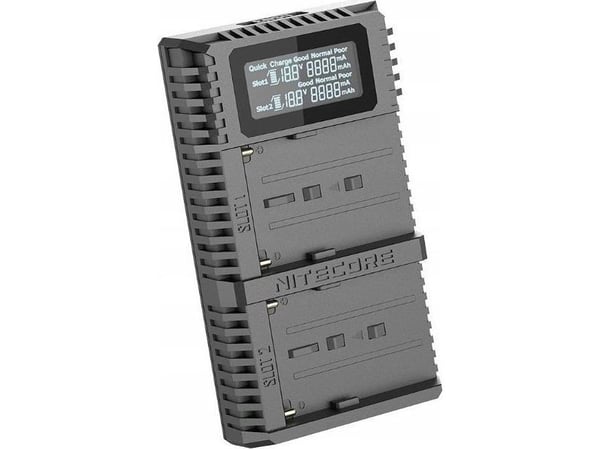 Nitecore Lader Usb-lader For 2x Sony-batteri Np-fm500h / Np-f730 / Np-f750 / Np-f770 / Np-f970 / Np-f550 + LCD-skjerm / Nitecore Usn3 Pro