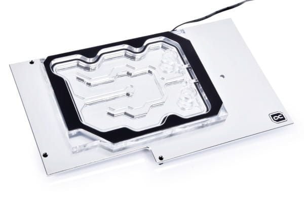 Alphacool Aurora GPX-N, Vannblokk + kjøleribbe, Akryl, Kobber (Cu), Nickel, 3-pin JST, 1/4", 60 °C, 0,8 stang