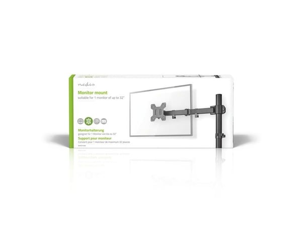 Nedis - Monteringssett (klemme, VESA-montering, skjermarm) - for LCD-skjerm - full bevegelse - metall, ABS-plast - svart - skjermstørrelse: 15"-32"...