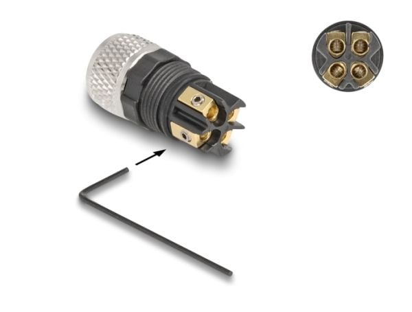 Delock - Strømkoblingsadapter - 4-stifts MB (hunn) til skrueterminal - 60 V - 3 A - A-kodet - svart
