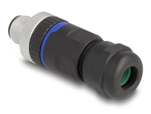 Delock - Strømkontakt - 4-stifts M12-A (hunn) til skrueterminal - 250 V - 4 A - svart
