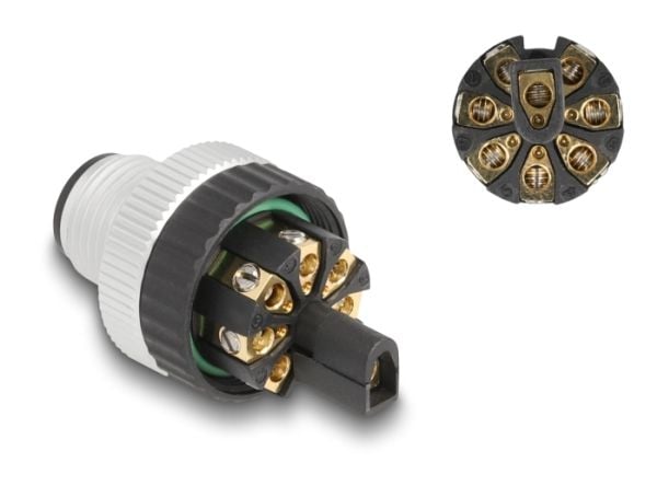 Delock M12 kontakt A-kodet 8 pins plugg for montering med skrukobling