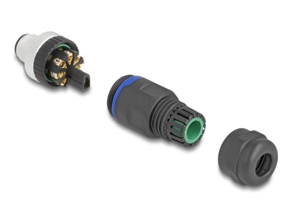 Delock M12 kontakt A-kodet 8 pins plugg for montering med skrukobling