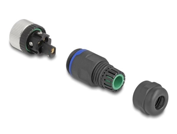 Delock - Nettverkkontakt - 5-pins M12 (hunn) til 5-pole screw terminal (hunn) - 20 mm - IP67 - A-coded - svart