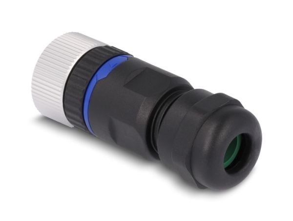 Delock - Nettverkkontakt - 8-pins M12 (hunn) til 8-pole screw terminal (hunn) - 20 mm - IP67 - A-coded - svart
