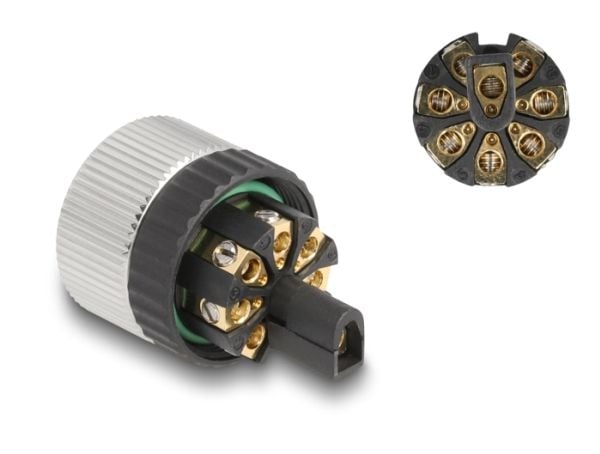 Delock - Nettverkkontakt - 8-pins M12 (hunn) til 8-pole screw terminal (hunn) - 20 mm - IP67 - A-coded - svart