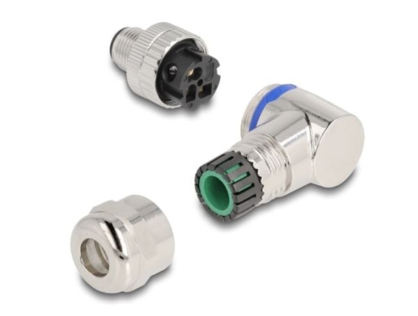 Delock - Nettverkkontakt - 3 pin M12-A (hunn) til 3-pole screw terminal (hunn) - svart