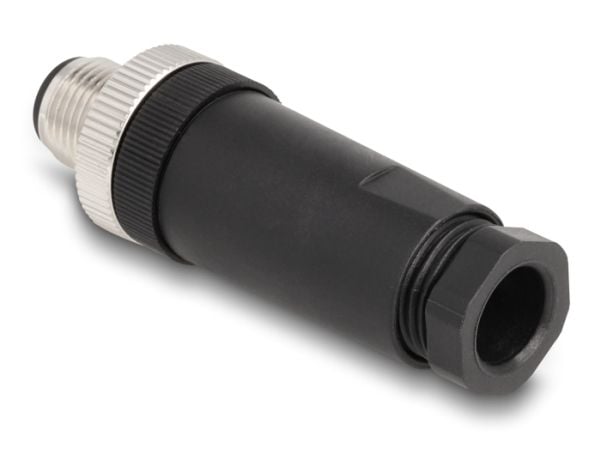 Delock - Strømkontakt - 3 pin M12-A (hann) til skrueterminal - 250 V - 4 A - A-kodet - svart