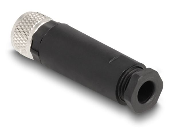 Delock - Nettverkkontakt - 3-stifts M8 (hunn) til 3-pole screw terminal (hunn) - 12.1 mm - IP67 - A-coded - svart