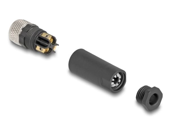 Delock - Nettverkkontakt - 3-stifts M8 (hunn) til 3-pole screw terminal (hunn) - 12.1 mm - IP67 - A-coded - svart
