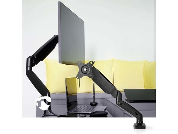 Nedis - Monteringssett (skjermmontering) - full-motion, gas spring arm - for flatpanel - metall, ABS-plast - svart - skjermstørrelse: 15"-32" - skr...
