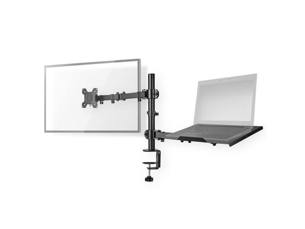Nedis - Monteringssett (klemme, skjermarm, notebook-bakke) - for LCD-skjerm / notebook - metall, ABS-plast - svart - skjermstørrelse: 15"-32" - skr...
