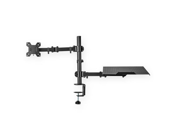 Nedis - Monteringssett (klemme, skjermarm, notebook-bakke) - for LCD-skjerm / notebook - metall, ABS-plast - svart - skjermstørrelse: 15"-32" - skr...
