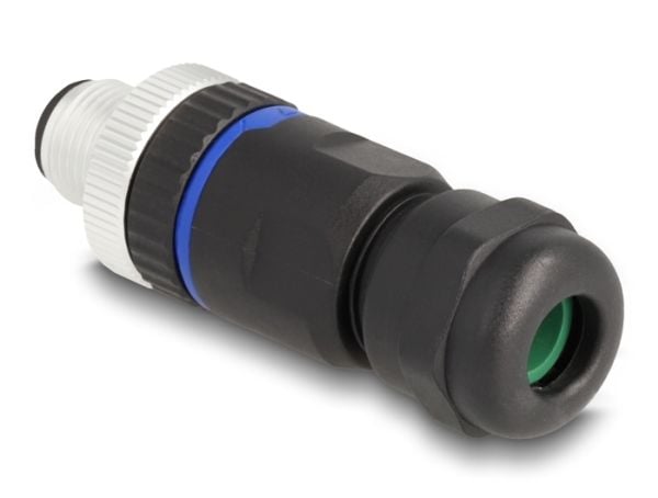 Delock - Strømkontakt - 5 pin M12-A (hunn) til skrueterminal - 60 V - 4 A - svart